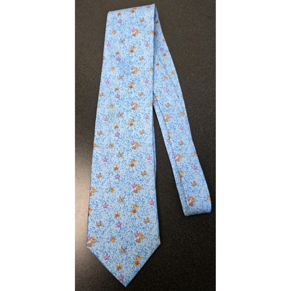 Frangi Silk Tie Blue Ocean Water Sea Beach Made in‎ Italy Mens Career Nautical